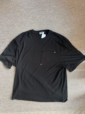 Krost Black Short-Sleeve Pocket Tee with Stud Detail